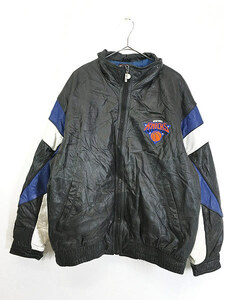 古着 90s NBA New York Knicks 本革 オール レザー パデット ジャケット XL 古着