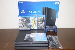 【超美品 完動品】PlayStation 4 Pro CUH-7000B 1TB(No.273a)MONSTER HUNTER WORLD、FIFA17、CALL OF DUTY WWⅡ 3本セット