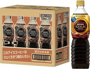 ネスカフェ ゴールドブレンド ボトルコーヒー 甘さひかえめ 720ml×12本 ケース ペットボトル まとめ買い 纏め買い