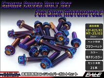 YZF-R25/R3 MT-25/03 エンジンカバー ボルト21本セット ステンレス製フランジ付六角ボルト使用 フラワーヘッド 焼チタンカラー TB7031_画像1