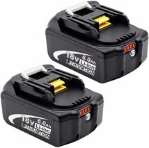 【2個セット】18V BL1860b 残量表示 bl1860b 6.0Ah マキタ18v互換 バッテリー BL1830 BL1840 BL1850 BL1860 BL1860B_画像1