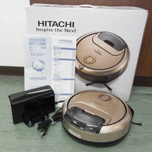 12▲ HITACHI minimaru RV-DX1 (N) シャンパンゴールド 2017年製 動作確認済み 充電器付き 日立 ロボット掃除機 ロボットクリーナー 中古