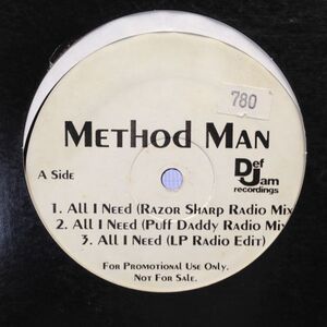 12inchレコード　MATHOD MAN / ALL I NEED (US PROMO)