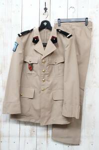 VINTAGE Europe old clothes * FRANCE France army the truth thing 1970'S * uniform top and bottom set setup for summer uniform * old clothes . Europe buying up buying attaching 