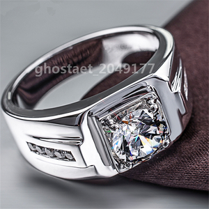 新品#即決$ダイヤモンド シルバー 指輪 メンズ ダイヤの指輪 大粒 男性 アクセサリー 婚約 結婚式 ギフト「14号~30号」調節可