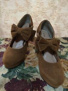  shoes * availabe il L 24 23.5 suede Touch Brown tea color sandals mules heel thickness bottom ribbon * shoes sneakers 