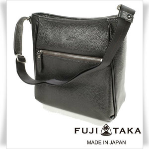 日本製 定価3,6万 フジタカ FUJITAKA 牛革 本革 ショルダーバッグ 多収納デザイン 新品 紳士 黒 613101 ※他にも出品中です♪