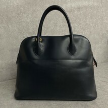 1円 希少品 〇W 刻印 93年製 HERMES エルメス ボリード37 ボックスカーフ レザー 本革 ハンドバッグ ミニ トートバッグ ネイビー 190581_画像3