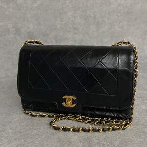 1円 美品 シール有 1番台 CHANEL シャネル ラムスキン マトラッセ ココマーク レザー 本革 チェーン ショルダーバッグ ブラック 014492
