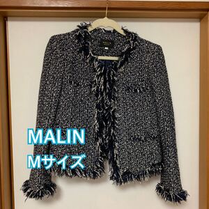 ツイードジャケット ノーカラージャケット 卒業式 ノーカラー MALIN Mサイズ 結婚式 入学式 学校 テーラードジャケット