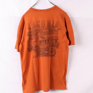 ハーレーダビッドソンTシャツ L 半袖 オレンジ 両面プリント HARLEY DAVIDSON メンズ レディース 古着 中古 st368