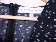 DESIGNERS SOCIETY Demi-Luxe BEAMS 花柄ワンピース Vネック レーヨン100％ フェミニン 半袖 ブラック Sサイズ B170_画像2