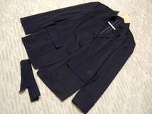 レリアン Leilian ロシャス ROCHAS 新品 高級ブティック商品 テーラードジャケット 日本製 薄手 ベルト付き ネイビー Mサイズ B222_画像1