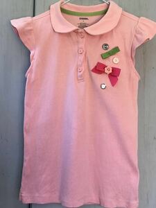 б/у Детская одежда "GYMBORee Gymboree Розовый цвет Ribbon Stone Polo Shirt 7" около 120см / 2 отверстия для крючков / черноватое пятно