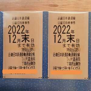 【普通郵便送料無料】 近鉄株主優待・沿線招待乗車券2枚（有効期限2022年12月）