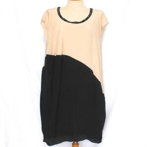 〔 送料無料! 〕 Diagram GRACE CONTINENTAL ダイアグラム グレースコンチネンタル とろみ シルク バイカラー ワンピース ベージュ 黒 絹