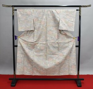 【桜庭呉服店】着物 紬 夏着物 単衣 花 葉 おしゃれ 身丈148cm 裄丈61cm