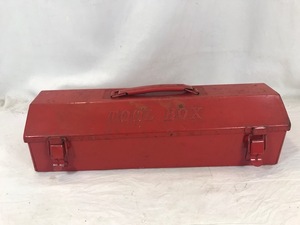 レトロ　スチール製　TOOL BOX　ツールボックス　携帯型　道具箱　工具箱　赤　中古