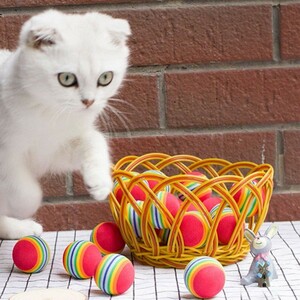 レインボー 猫 おもちゃ ボール ソフト 子猫 おもちゃ 10個セット