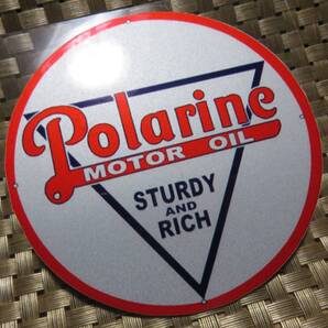 銀赤 ST円型◇激シブ◆新品 Polarine Motor Oil Gasoline ガソリン オイル ステッカー シール■防水 ◆アメリカカルチャー カスタム
