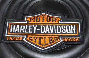 HP大型（激渋）◆黒橙白■新品ハーレーダビッドソンHarley-Davidson　刺繍ワッペン（パッチ）◆アメリカ　大型二輪車　オートバイ　バイク