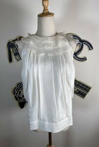 *09A Chanel CHANEL silk chiffon no sleeve blouse camisole top 40