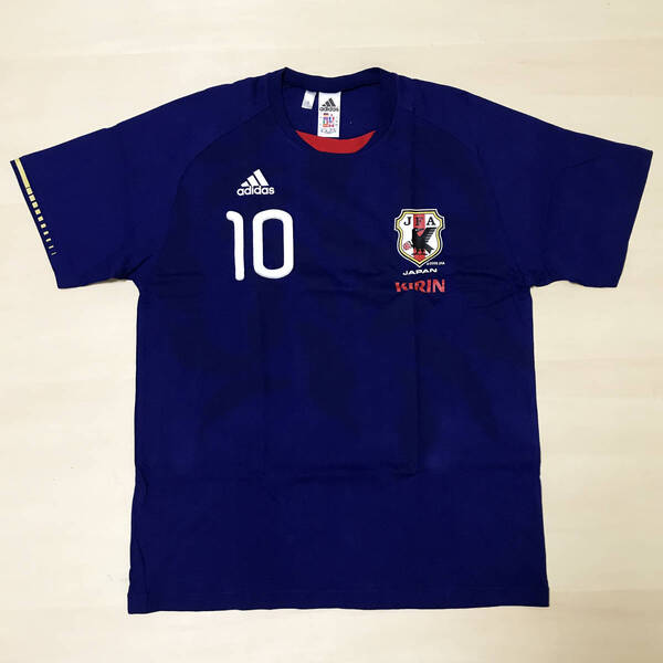 即決! 2010 10 南アフリカW杯 日本代表 ユニフォーム Tシャツ アディダス キリン 勝ちT Lサイズ 半袖 新品 非売品 応援用 炎 ドーハ 遠藤