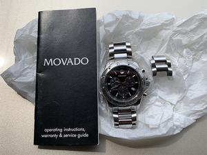 Movado Series 800 Mens Watch Sub Sea Black Face Chronograph Sapphire Crystal モバード