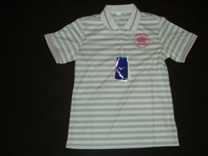  новый товар *MIZUNO( Mizuno ). рубашка с коротким рукавом Polo воротник окантовка рисунок [M]Y9,900 quick dry UV cut 52MA0204 стоимость доставки 198 иен ~ N13