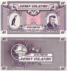 (B-1044)ジェイソン諸島1ポンド紙幣　ジャッカスペンギン ③