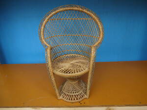 Art hand Auction [TS20606] Rattan woven chair-shaped flower stand, small size, mini, Handmade items, furniture, Chair, Chair, chair