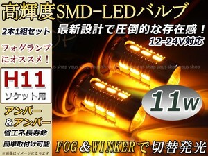 フォレスターSJ系~ハロゲン H24.11~ LEDバルブ フォグランプ ウイフォグ ウインカー ターン マルチ H16 11W 霧灯