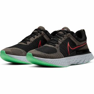 ☆NIKE REACT INFINITY RUN FLYKNIT 2 濃灰/黒/赤/淡緑 25.0cm ナイキ リアクト インフィニティ ラン フライニット 2 CT2357-200