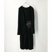 クラシカル TADASHI SHOJI タダシ ショウジ ストーン装飾 フラワーモチーフデザイン ストレッチワンピース XL//ブラック【2400012787827】_画像1