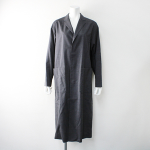 美品 2019SS HYKE ハイク 191-17005 WOOL SHOP COAT ウール ショップコート 2/チャコールグレー【2400012646421】