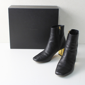 定価 7.5万 repetto レペット Melo Boots 39/ブラック 24.7cm サイドジップ レザー ブーツ ゴールド【2400012743083】