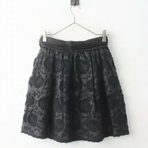 ■leur logette ルルロジェッタ ローズ刺繍 スカート 1/-ブラック ボトムス 膝丈 花柄【2400011259349】_画像2