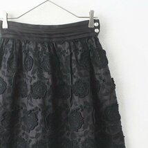 ■leur logette ルルロジェッタ ローズ刺繍 スカート 1/-ブラック ボトムス 膝丈 花柄【2400011259349】_画像3