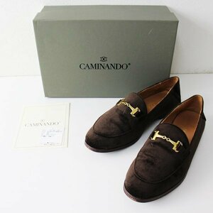 CAMINANDO カミナンド VELOUR BIT SLIP ON ベロアビットスリッポン 36/ブラウン【2400012861848】