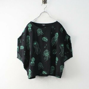 marble SUD マーブルシュッド EMB Jellyfish ヒラメ TEE/ブラック Tシャツ カットソー 刺繍【2400012883833】