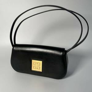 1円～ 美品 GIVENCHY ジバンシィ カーフレザー ロゴ ゴールド金具 ミニバッグ ワンショルダーバッグ ハンドバッグ
