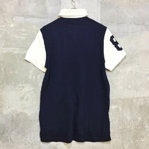 ◆お洒落な逸品◆Tommy Hilfiger/トミーヒルフィガー 半袖 ポロシャツ コットン100％ ネイビー ホワイト S K86 ｃ2939_画像6