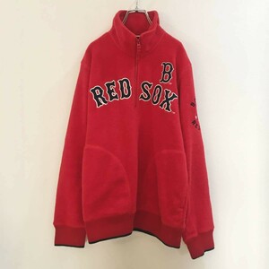 ◆大きいサイズ◆L◆RED SOX/レッド ソックス フリース パーカー ハーフジップ ジャケット ベースボール レッド 赤 メンズ L ON1741