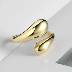 ドロップリング　指輪　雫型　シルバー925　ゴールド、シルバー　シンプル　ニュアンス　韓国　アクセサリー　新品