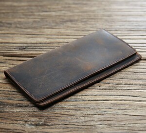 長財布ひたいしょう　 薄い 　イタリア製牛本革　　カード入れ レザー ハンドメイド 革小物