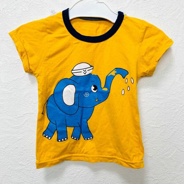 美品☆Tシャツ　半袖　80㎝　イエロー　黄色　動物　象　ゾウ　男の子