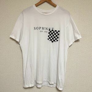SOPHNET ソフネット チェッカー ロゴ ポケットTシャツ ポケット付きTシャツ 半袖Tシャツ ホワイト ブラック 白 黒 M