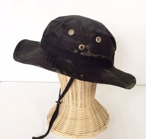 ★送料無料★新品 帽子 ブーニーハット ミリタリーハット アドベンチャーハット サファリハット 男女兼用 ブラック 黒迷彩