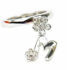 [ beautiful goods ] Ponte Vecchio K18WG diamond ring initial 