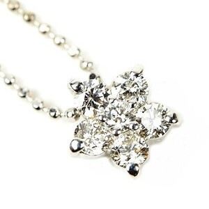 [ beautiful goods ] Ponte Vecchio K18WG diamond necklace 0.30